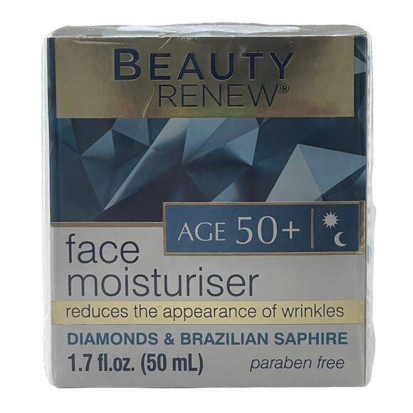 Beauty Renew Age 50+ Face Moisturizer Diamonds Brazilian Sapphire 1.7 OZ New - Picture 1 of 5